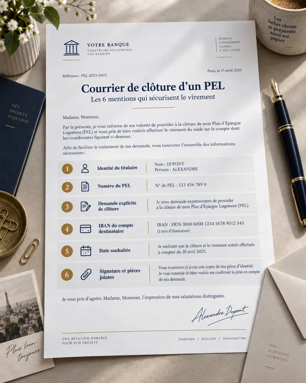 Courrier de clôture d’un PEL : les 6 mentions qui sécurisent le virement