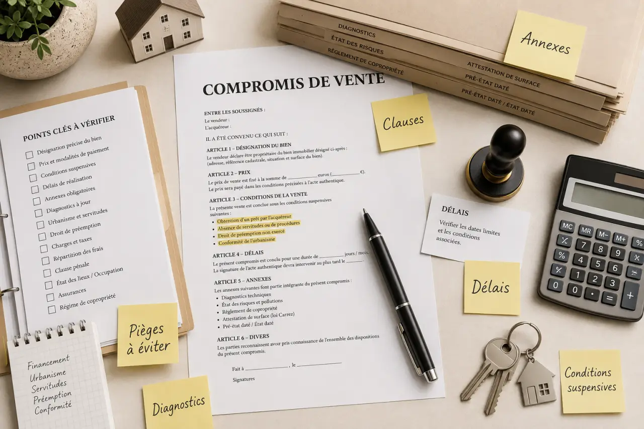 Compromis de vente : clauses à prévoir, annexes et pièges à éviter
