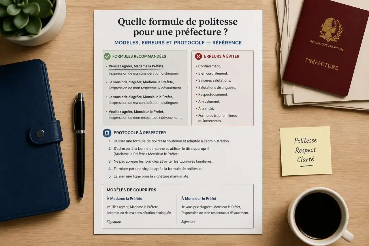 Quelle formule de politesse pour une préfecture ? Modèles, erreurs et protocole