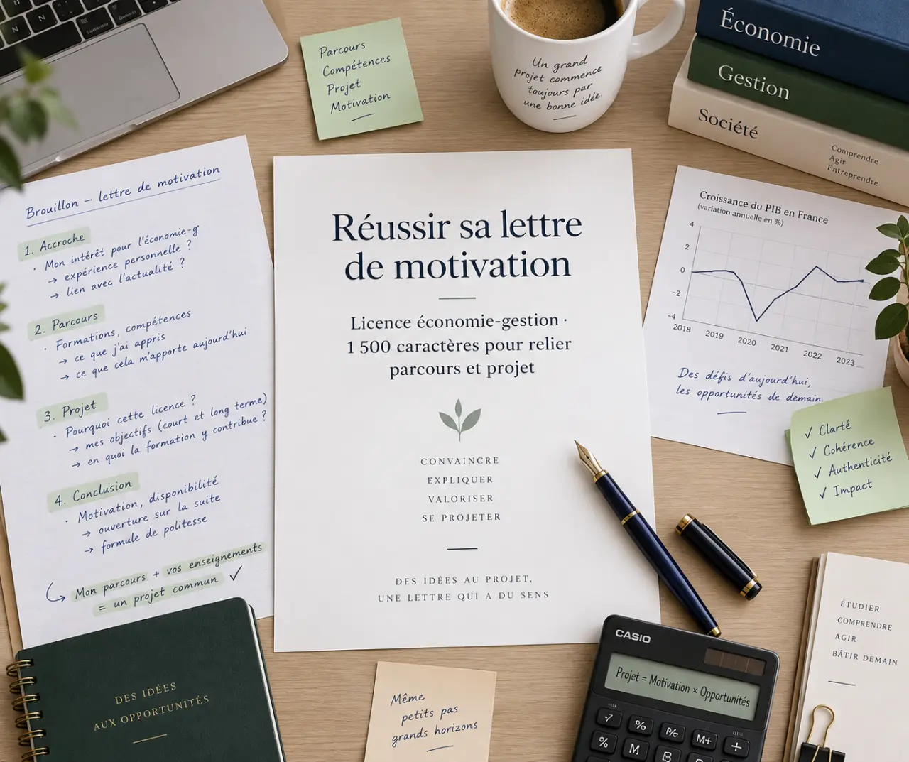 Réussir sa lettre de motivation en licence économie-gestion : 1 500 caractères pour relier parcours et projet