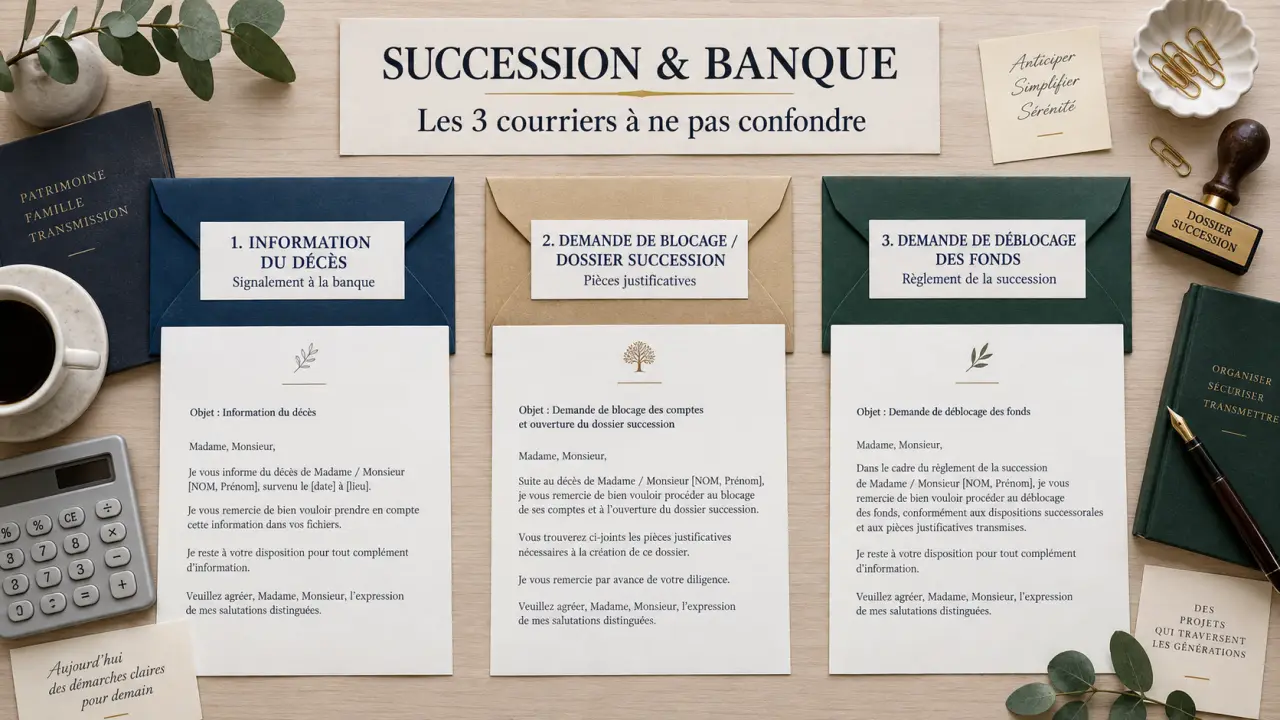 Modèle courrier succession banque : les 3 lettres à ne pas confondre