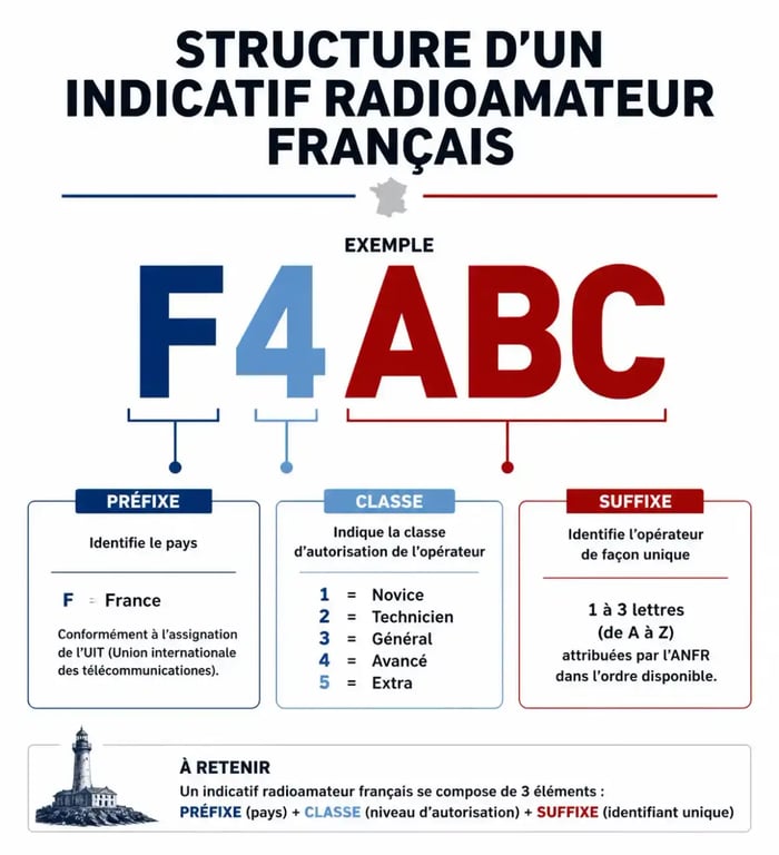 Structure d'un indicatif radioamateur français dans la nomenclature REF