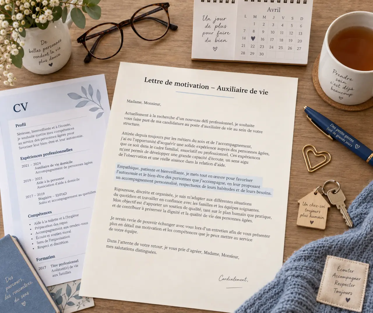 Lettre de motivation pour auxiliaire de vie : personnalisez chaque preuve pour convaincre le recruteur