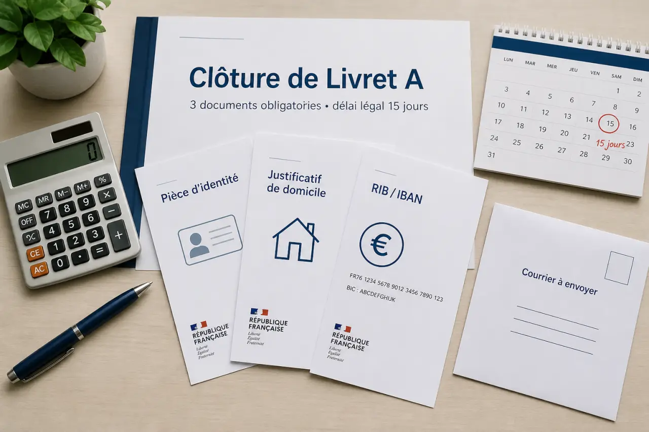 Clôture de Livret A : 3 documents obligatoires et 15 jours de délai légal