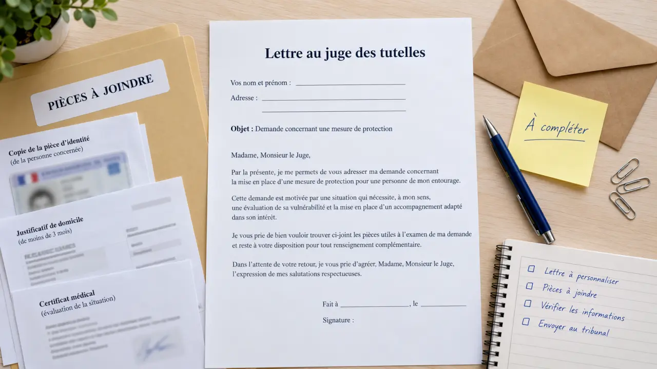 Modèle gratuit de lettre au juge des tutelles : le courrier à compléter et les pièces à joindre