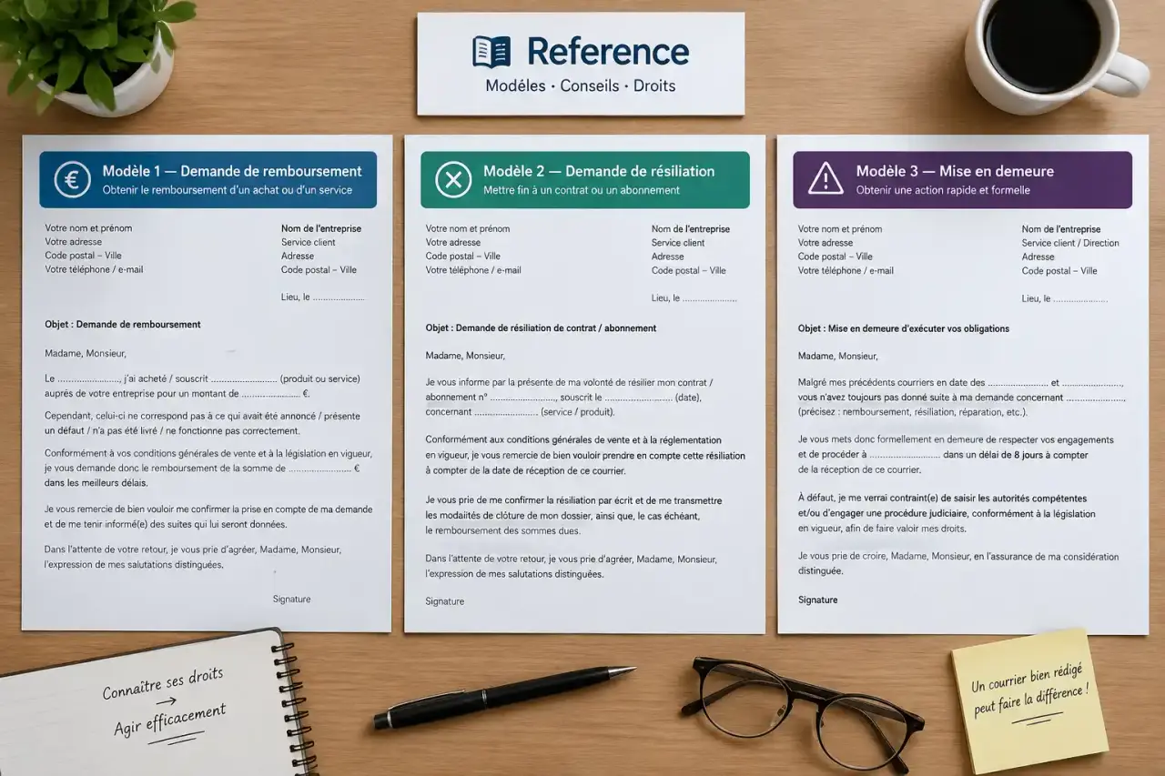 Lettres de réclamation : 3 modèles pour obtenir un remboursement, une résiliation ou une mise en demeure