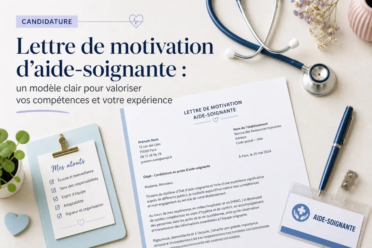 Lettre de motivation d’aide-soignante : un modèle clair pour valoriser vos compétences et votre expérience