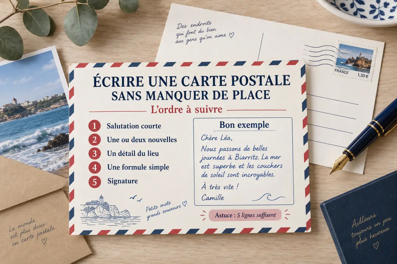 Écrire une carte postale sans manquer de place : l’ordre à suivre et les bons exemples