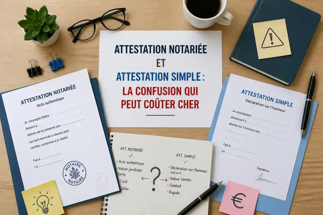 Attestation notariée et attestation simple : la confusion qui peut coûter cher