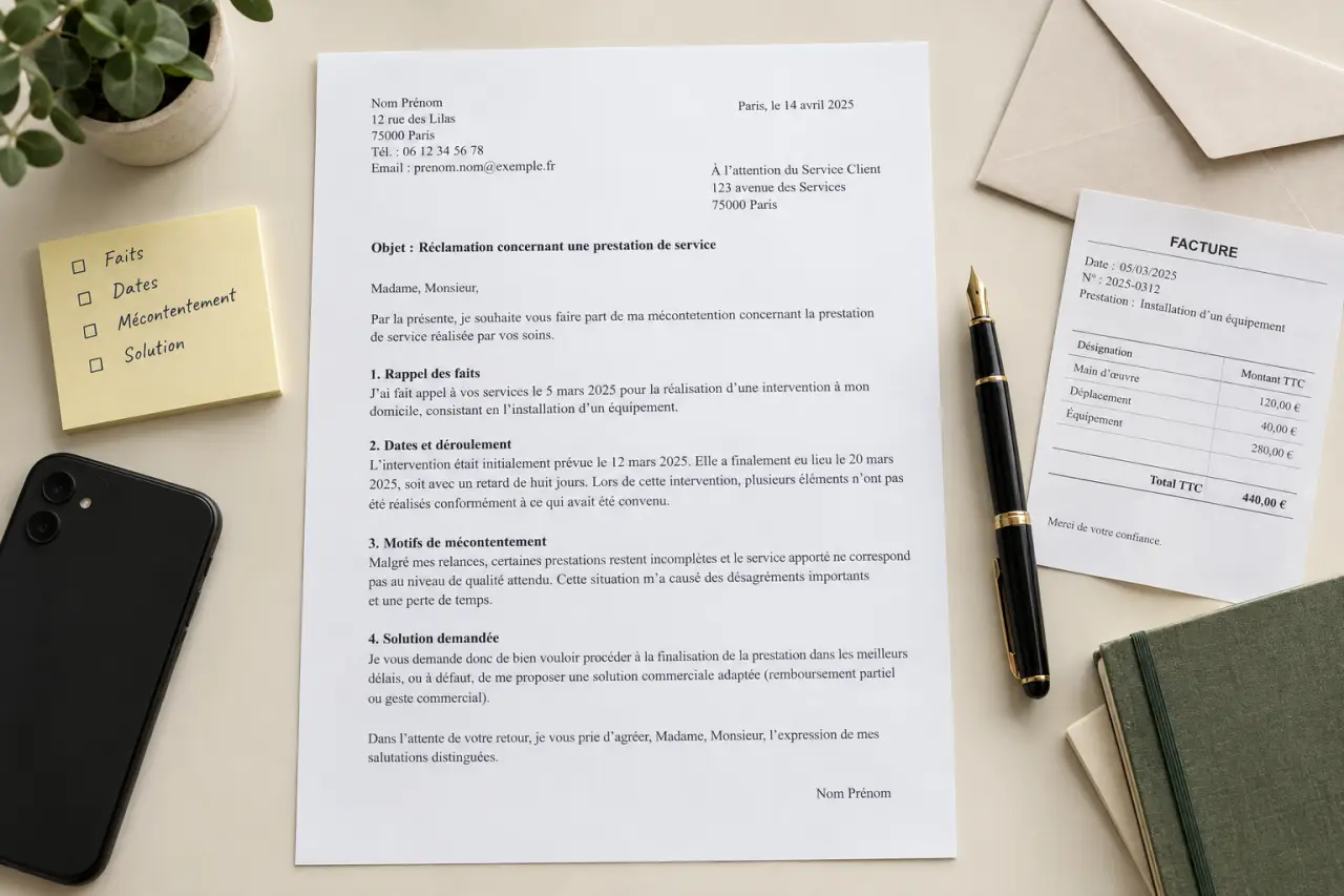Une lettre de mécontentement pour une prestation de service : exposer les faits et obtenir une solution