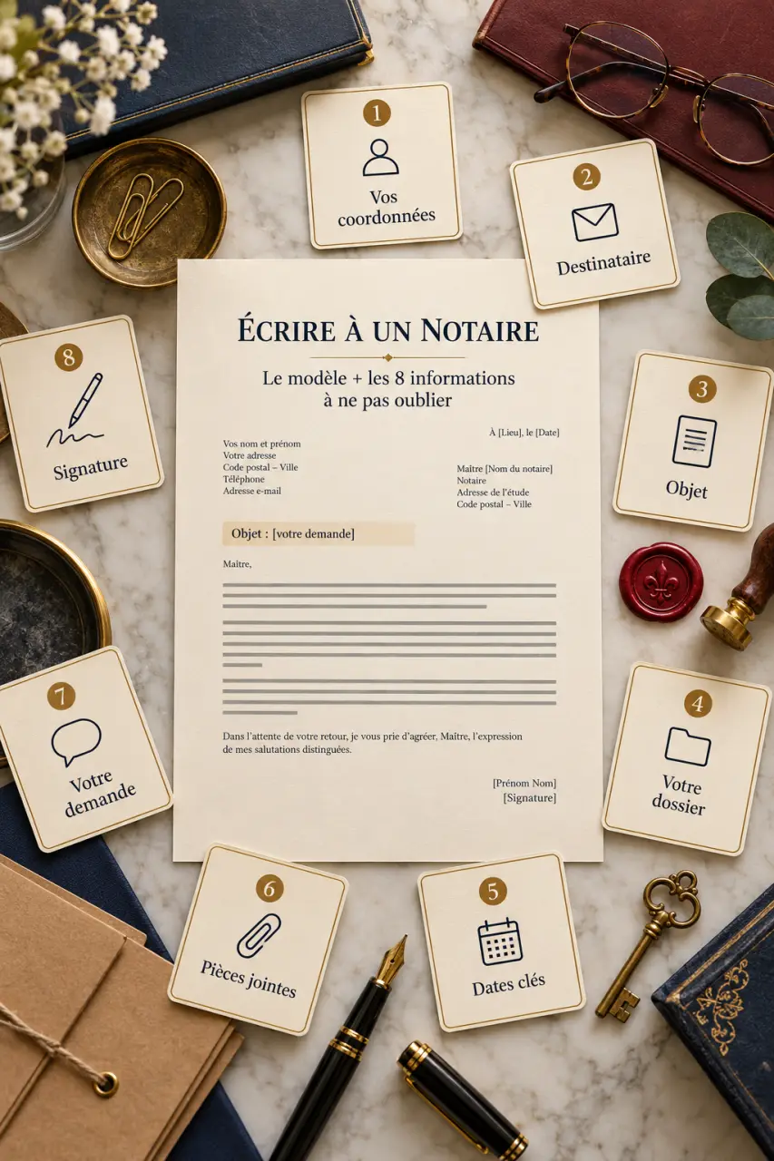 Écrire à un notaire : le modèle et les 8 informations à ne pas oublier